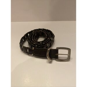 Vintage Lane‎ Bryant Braided Leather Belt Chain Link Brass Size 18/20